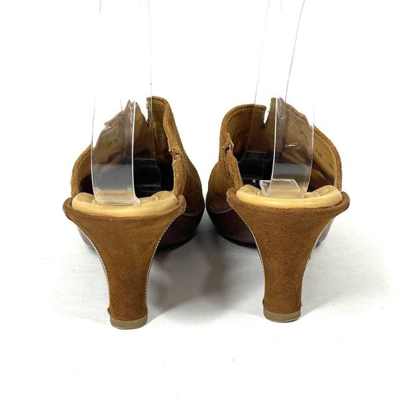 Cole Haan Shoes Womens 7.5 B Tan Amber Suede Devon Clog Mules‎ Heel Bohemian - Picture 8 of 13